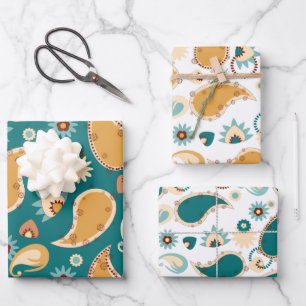 Blauwgroen Paisley 19" x 29" Papieren vellen