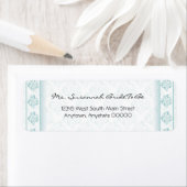 Blauwgroen Paisley Damask Adreslabel Etiket (Insitu)