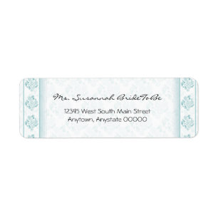 Blauwgroen Paisley Damask Adreslabel Etiket