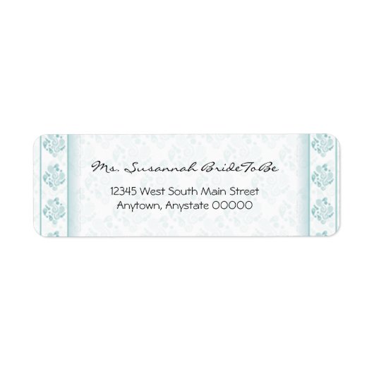 Blauwgroen Paisley Damask Adreslabel Etiket (Voorkant)