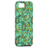 Blauwgroen Paisley iPhone 5 Case Mate Tough (Back/Rechts)