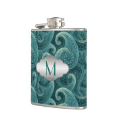 Blauwgroen Paisley Timeless Pattern Monogram Heupfles (Links)