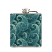 Blauwgroen Paisley Timeless Pattern Monogram Heupfles (Achterkant)