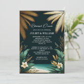 Blauwgroen Palm Beach Green en Gold repetitie dine Kaart (Staand voorkant)