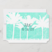 Blauwgroen Palm Trees Tropical Photo Wedding Invit Kaart (Achterkant)