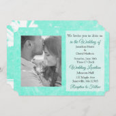 Blauwgroen Palm Trees Tropical Photo Wedding Invit Kaart (Voorkant / Achterkant)