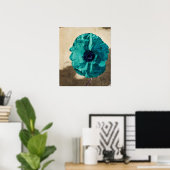 Blauwgroen papaver Poster (Thuiskantoor)