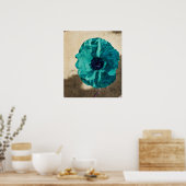 Blauwgroen papaver Poster (Keuken)