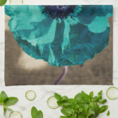 Blauwgroen papaver theedoek (Gevouwen)