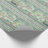 Blauwgroen papier voor thee en Rozen (Hoek)