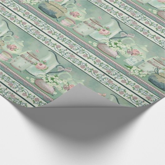  Blauwgroen papier voor thee en Rozen (Hoek)
