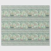 Blauwgroen papier voor thee en Rozen (Vlak)