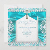 Blauwgroen parelwitte eerste-communistische meisje kaart (Achterkant)