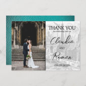 Blauwgroen Parijspaspoort Bedankkaart (Voorkant / Achterkant)