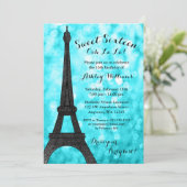 Blauwgroen Paris Bokeh Glitter Lights Sweet 16 Kaart (Staand voorkant)