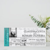 Blauwgroen Paris bruiloft instapkaart uitnodiging (Staand voorkant)