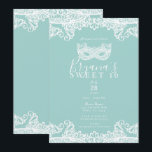 Blauwgroen partij Turquoise Lace Masquerade Sweet  Kaart<br><div class="desc">Aanpassen voor elke gebeurtenis</div>