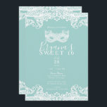 Blauwgroen partij Turquoise Lace Masquerade Sweet  Kaart<br><div class="desc">Aanpassen voor elke gebeurtenis</div>