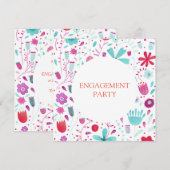 Blauwgroen partij voor bloem Waterverf Kaart (Voorkant / Achterkant)