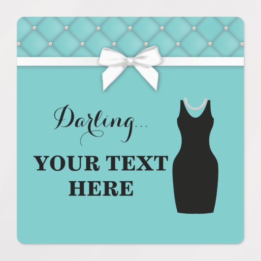 Blauwgroen Party Bow Parels Zwart Jurk Labels (Design 1)