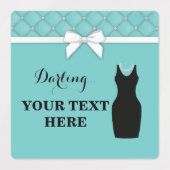 Blauwgroen Party Bow Parels Zwart Jurk Labels (Design 2)