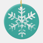 Blauwgroen Pas getrouwd Snowflake 1e Kerstmis Keramisch Ornament (Achterkant)