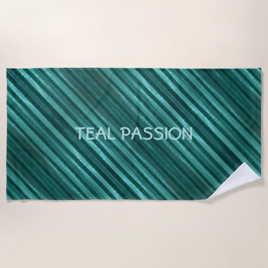 Blauwgroen passie Diagonaal gestreept, persoonlijk Strandlaken (Voorkant)