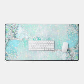 blauwgroen pastelblauw chunky glitter design bureaumat (Keyboard & Muis)