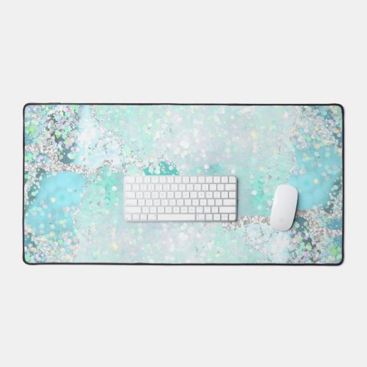 blauwgroen pastelblauw chunky glitter design bureaumat (Keyboard & Muis)