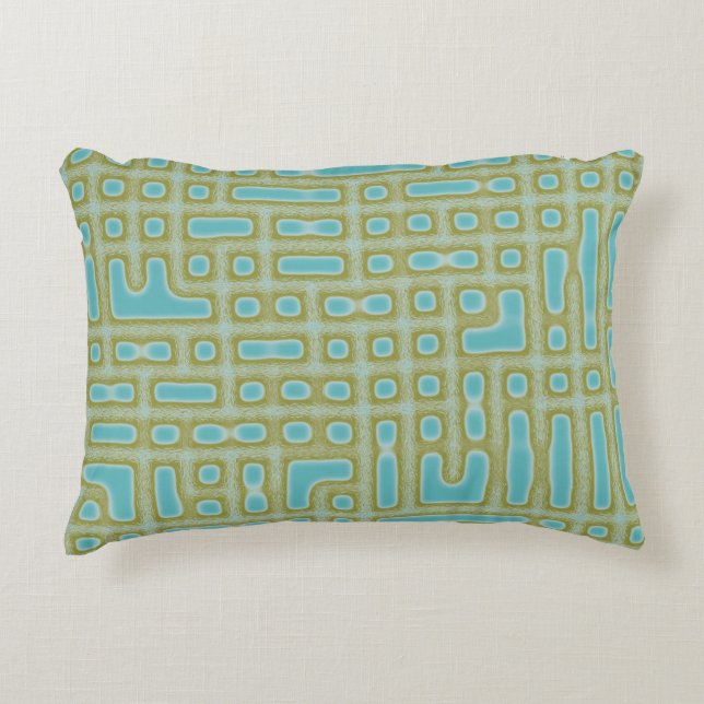 Blauwgroen patroon accent kussen (Voorkant)