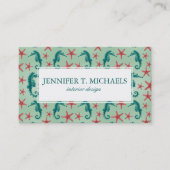 Blauwgroen Patroon Seahorse Visitekaartje (Voorkant)
