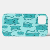 Blauwgroen patroon van Cute Cats. Case-Mate iPhone Case (Achterkant (horizontaal))