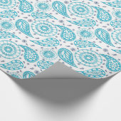 Blauwgroen patroon van Paisley. Cadeaupapier (Hoek)