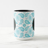 Blauwgroen patroon van Paisley. tekst. Mok (Midden)