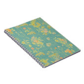  Blauwgroen patroonpatroon voor bloemen Notitieboek (Rechterzijde)