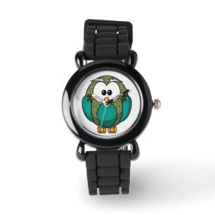 Blauwgroen patroonstruik horloge
