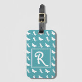 Blauwgroen patroonvlinder en dragonfly bagagelabel (Voorkant (verticaal))