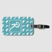 Blauwgroen patroonvlinder en dragonfly bagagelabel (Voorkant (horizontaal))