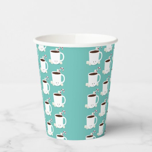 Blauwgroen Pattern Hot Chocolade Kerstmis Papieren Bekers (Links)