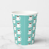Blauwgroen Pattern Hot Chocolade Kerstmis Papieren Bekers (Rechts)