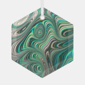 Blauwgroen Paua Abalone Shell Fractal Abstract Pat Glas Ornament (Voorkant)