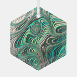 Blauwgroen Paua Abalone Shell Fractal Abstract Pat Glas Ornament