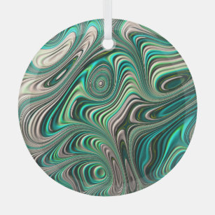 Blauwgroen Paua Abalone Shell Fractal Abstract Pat Glas Ornament