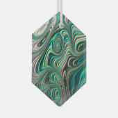 Blauwgroen Paua Abalone Shell Fractal Abstract Pat Glas Ornament (Voorkant Rechts)