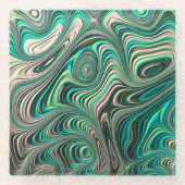Blauwgroen Paua Abalone Shell Fractal Abstract Pat Glazen Onderzetter (Voorkant)
