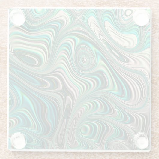 Blauwgroen Paua Abalone Shell Fractal Abstract Pat Glazen Onderzetter (Achterkant)