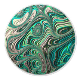 Blauwgroen Paua Abalone Shell Fractal Abstract Pat Keramische Knop