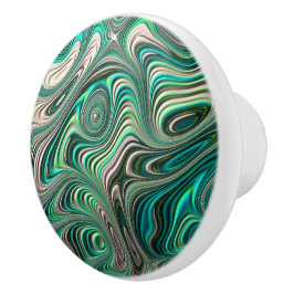 Blauwgroen Paua Abalone Shell Fractal Abstract Pat Keramische Knop