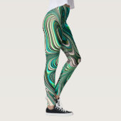Blauwgroen Paua Abalone Shell Fractal Abstract Pat Leggings (Rechts)