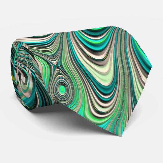 Blauwgroen Paua Abalone Shell Fractal Abstract Pat Stropdas (Opgerold)